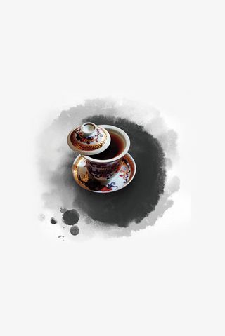 茶杯喝茶水墨画背景