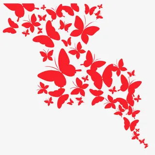 蝴蝶红色剪纸蝴蝶不规则漂浮免抠