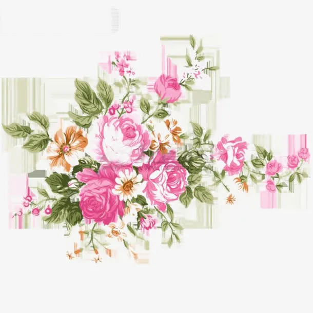 一束彩铅玫瑰花免抠