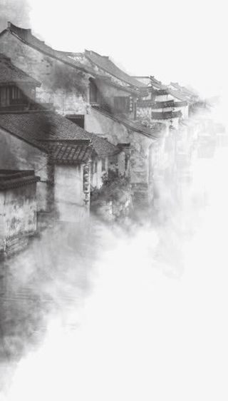 水墨江南水乡免抠