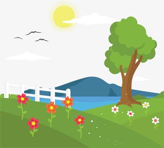 美丽的春天田园景色免抠