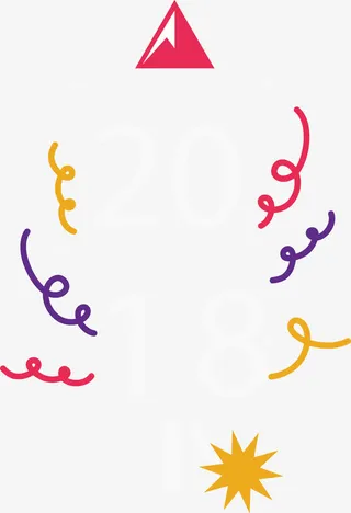 新年快乐彩色标题免抠