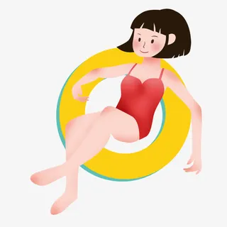 女孩游泳圈免抠