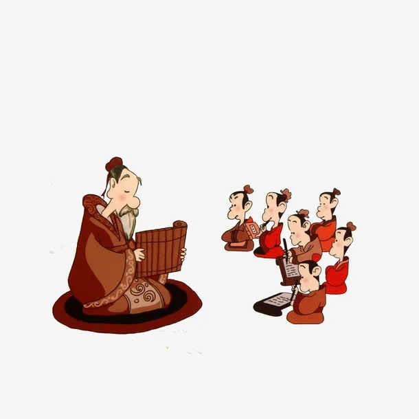 卡通古代讲课的老师，听讲的学生免抠