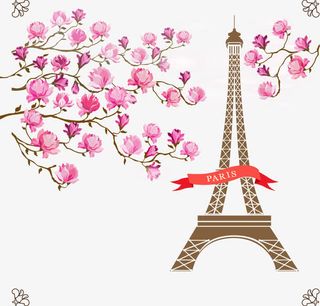 矢量梅花和埃菲尔铁塔免抠