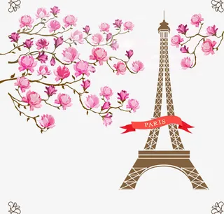 矢量梅花和埃菲尔铁塔免抠