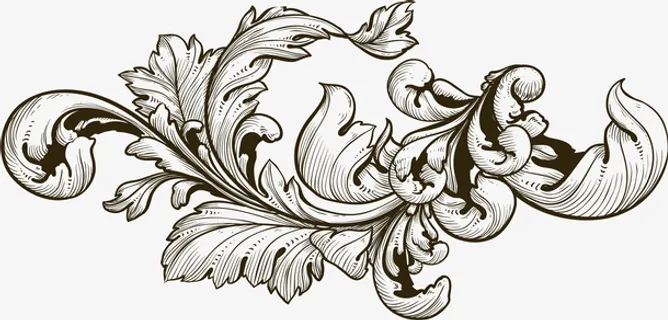 褐色简约植物花藤免抠