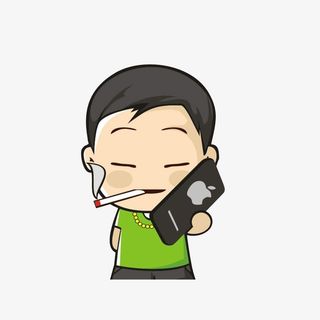 卡通叼着烟打电话的男子素材免抠