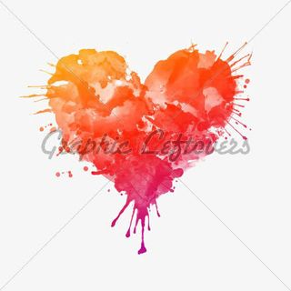 水彩爱心免抠
