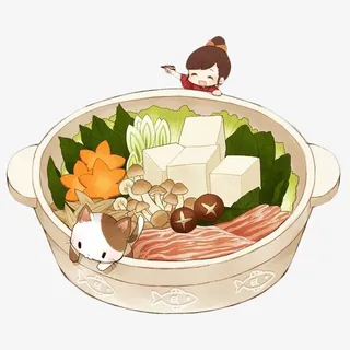 砂锅麻辣烫卡通手绘免抠