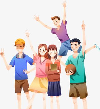 毕业季青年在一起互动免抠