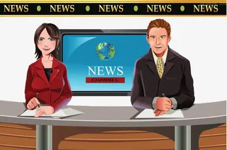 主持人在演播室播报新闻免抠