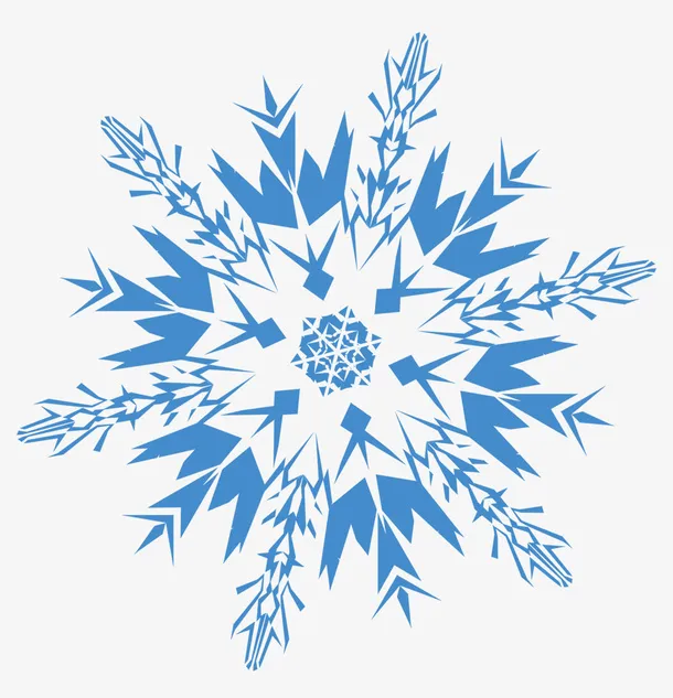 一片蓝色的雪花几何形状免抠