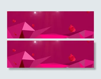 双电商促销多边形banner背景素材免抠