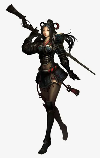 卡通女枪手扛着长枪免抠