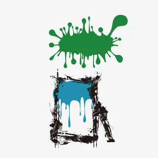 水墨喷溅元素 单色 方框免抠