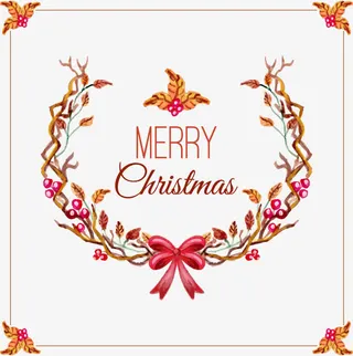 手绘圣诞节装饰海报免抠