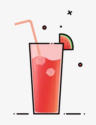 彩色创意圆柱西瓜汁元素免抠