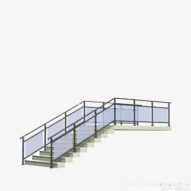 立体楼梯玻璃栏杆免抠免抠