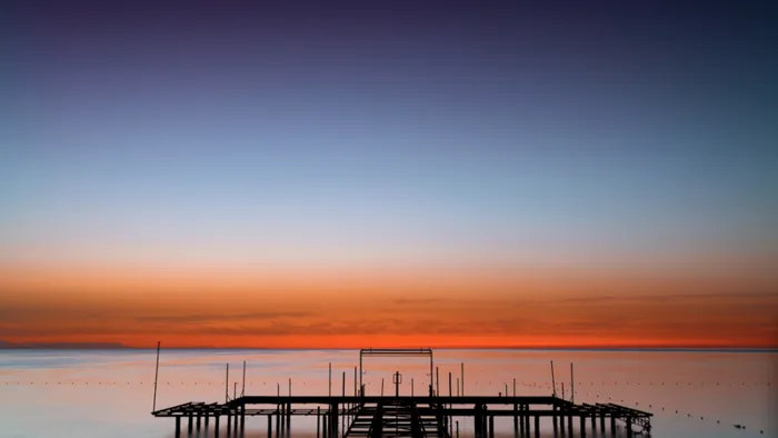 码头夕阳红风景高清