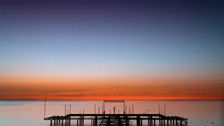 码头夕阳红风景高清