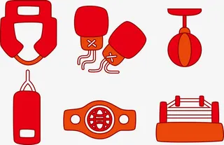 红色拳击装备矢量免抠