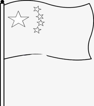 五星国旗旗杆简笔画免抠