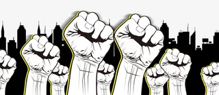 五一劳动节手绘插图劳动者握紧拳免抠