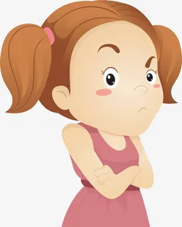 生闷气小女孩免抠