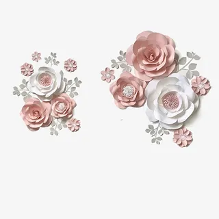 白粉色立体玫瑰免抠