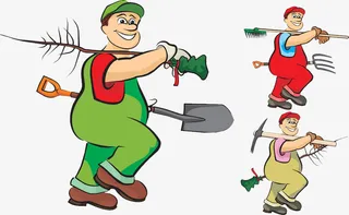 扛着树木的园林工免抠