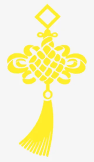 黄色手绘中国结免抠