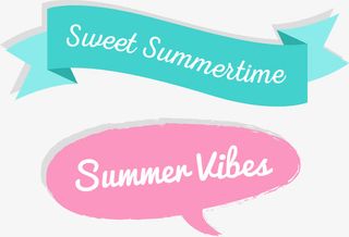 可爱卡通飘带标签免抠