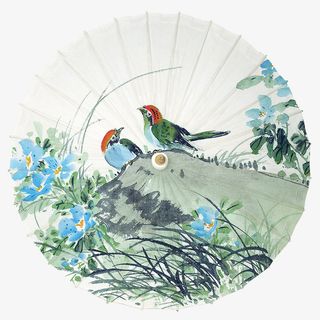 花鸟古风古韵水墨伞免抠