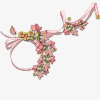 粉红丝带花环漂浮免抠 粉红丝带花环漂浮免抠