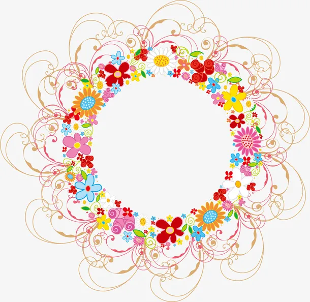 花环 花瓣  圆环 线条 粉红色免抠