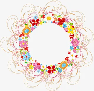 花环 花瓣  圆环 线条 粉红色免抠