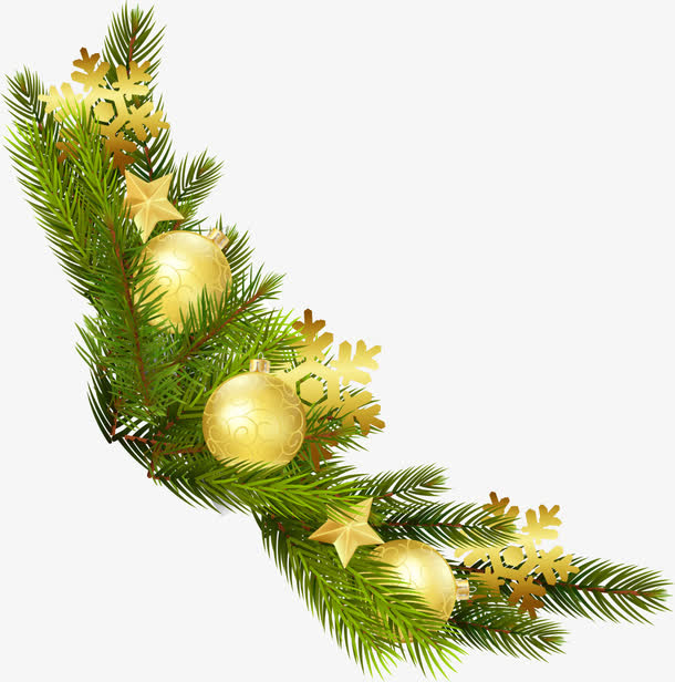圣诞节松叶装饰免抠