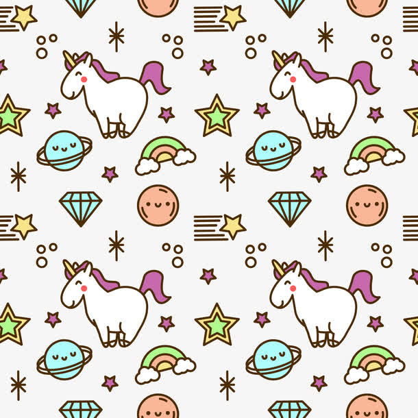白色独角兽无缝背景