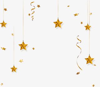 圣诞节金色星星挂饰免抠