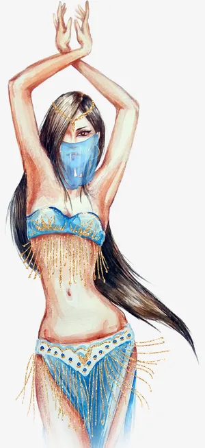 蒙面性感手绘女人免抠