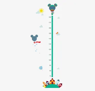 蓝色卡通身高贴素材免抠