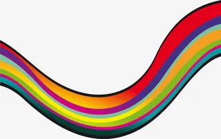 七彩弧形曲线免抠