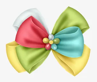 红黄蓝蝴蝶结装饰免抠