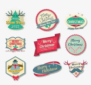 9款精美圣诞新年标签矢量素材免抠
