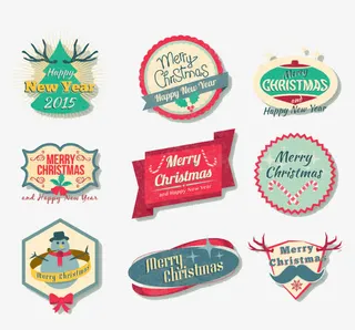 9款精美圣诞新年标签矢量素材免抠