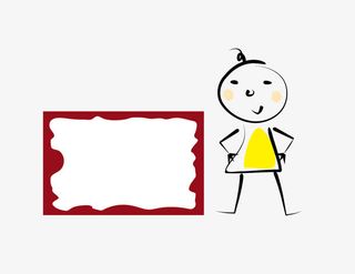 手绘可爱人物相框免抠