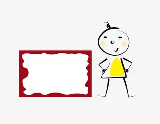 手绘可爱人物相框免抠