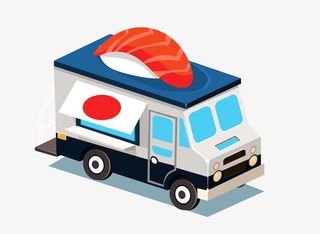 手绘卡通立体2.5D等距三文鱼免抠