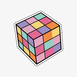 彩色立体魔方免抠